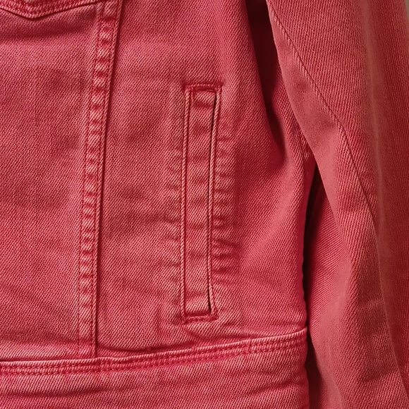 PAIGE Cropped Jean Jacket, Size M, Pink - Picture 3 of 7